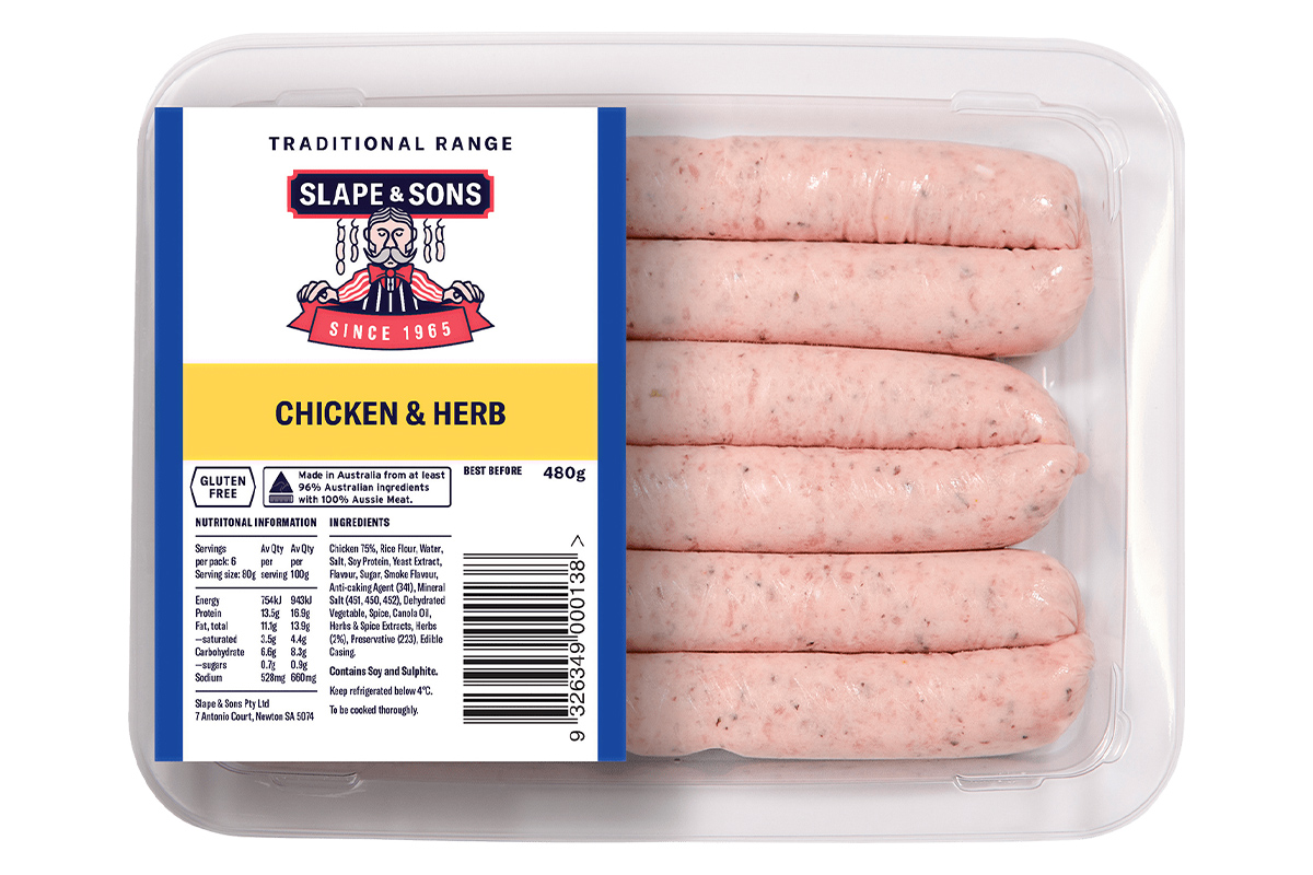 Olsens Corner, Slape & Sons Sausages - Chicken & Herb