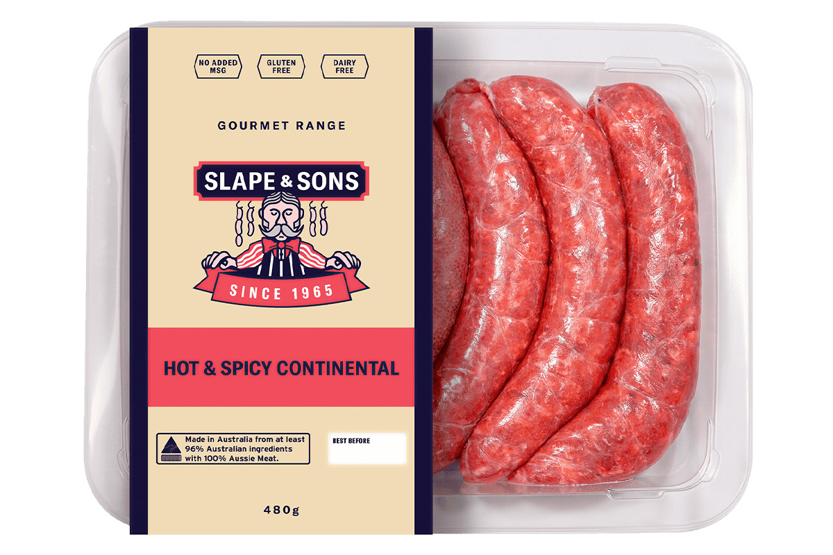 Olsens Corner, Slape & Sons Sausages - Hot & Spicy Continental