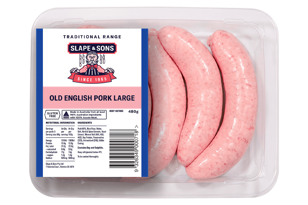 Olsens Corner, Slape & Sons Sausages - Old English Pork Large
