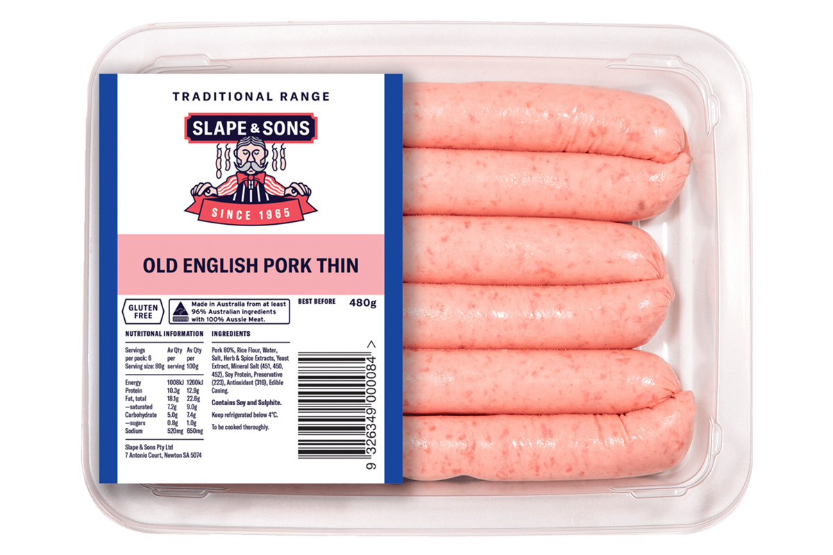 Olsens Corner, Slape & Sons Sausages - Old English Pork Thin